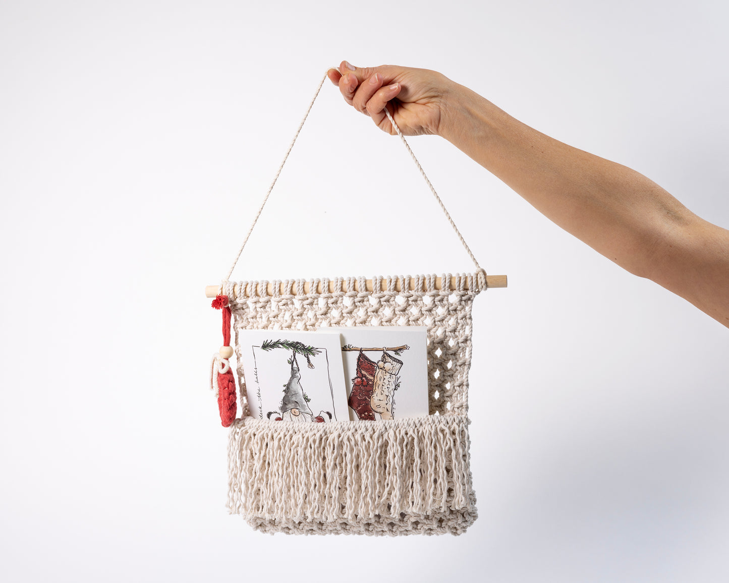 Macrame Holiday card holder