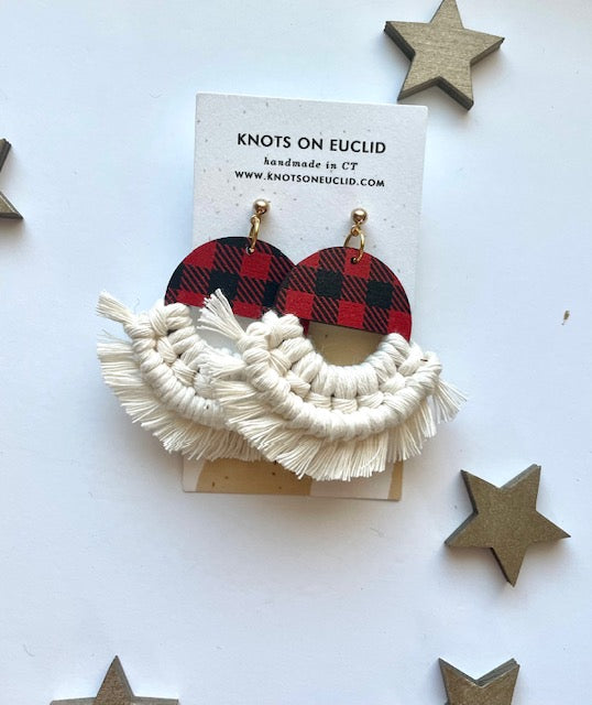Buffalo plaid holiday earrings