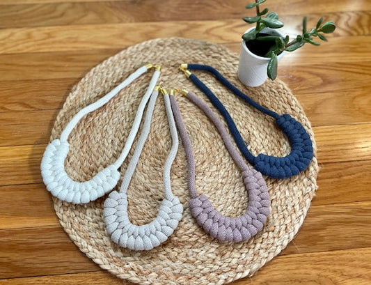 Macrame braided cotton necklace