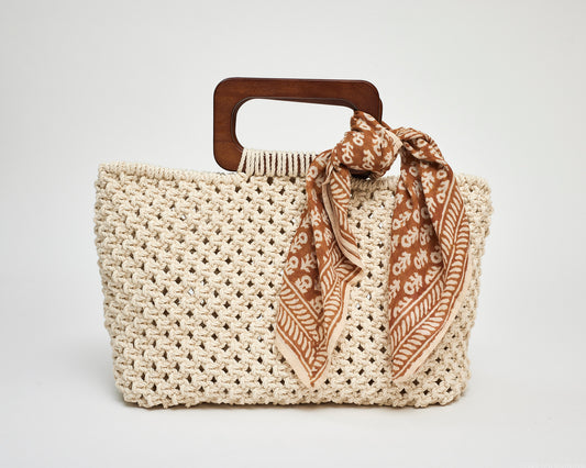 Freida extra large tote with hand printed scarf